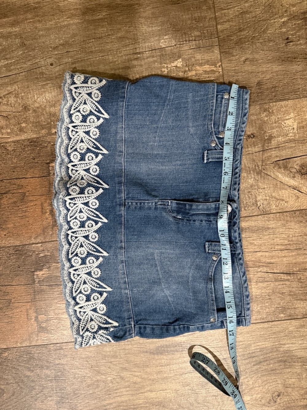 Candie's Light Blue Denim Skirt with Contrast Stitching